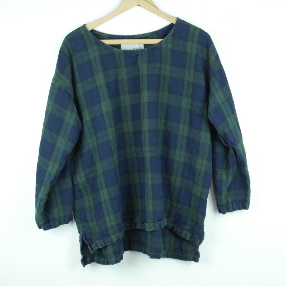 08 Mab‎ Top Japan Plaid Popover Lagenlook Lagom Linen ? Minimal Natural Capsule